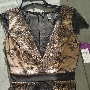 Windsor Black Formal Dress with Lace Applique